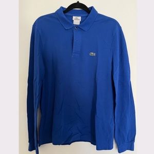 Lacoste - Long sleeve polo size 4 Small/Medium, royal blue